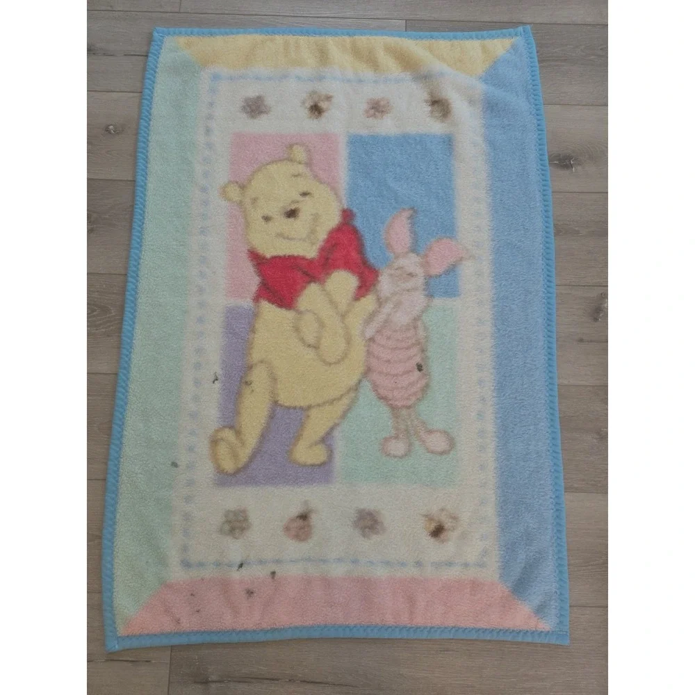 Vintage Crown Crafts Winnie the Pooh Piglet Colorblock Baby Crib Blanket 30x45